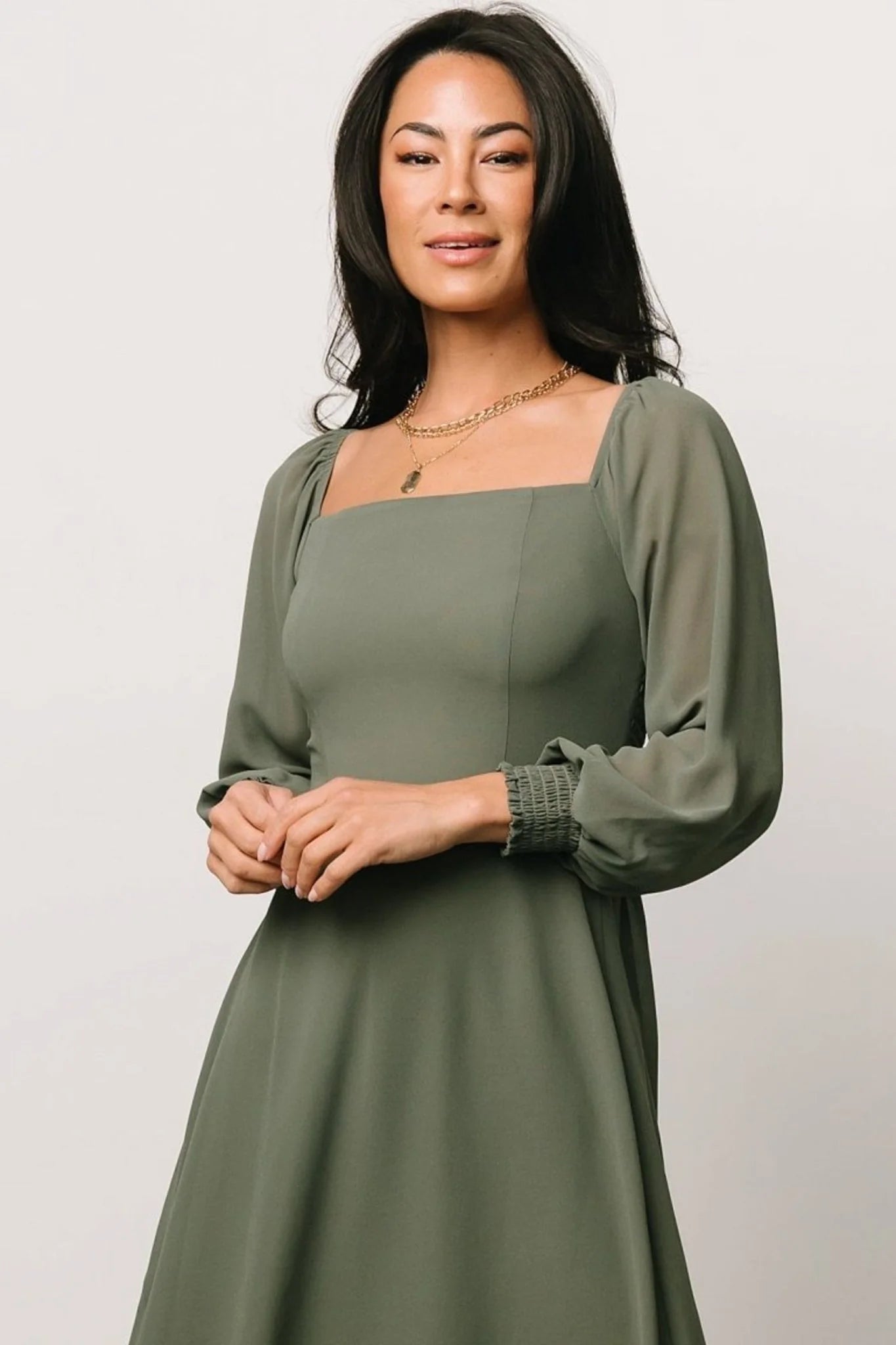 Fabric Swatch - Elise Chiffon | Dark Sage