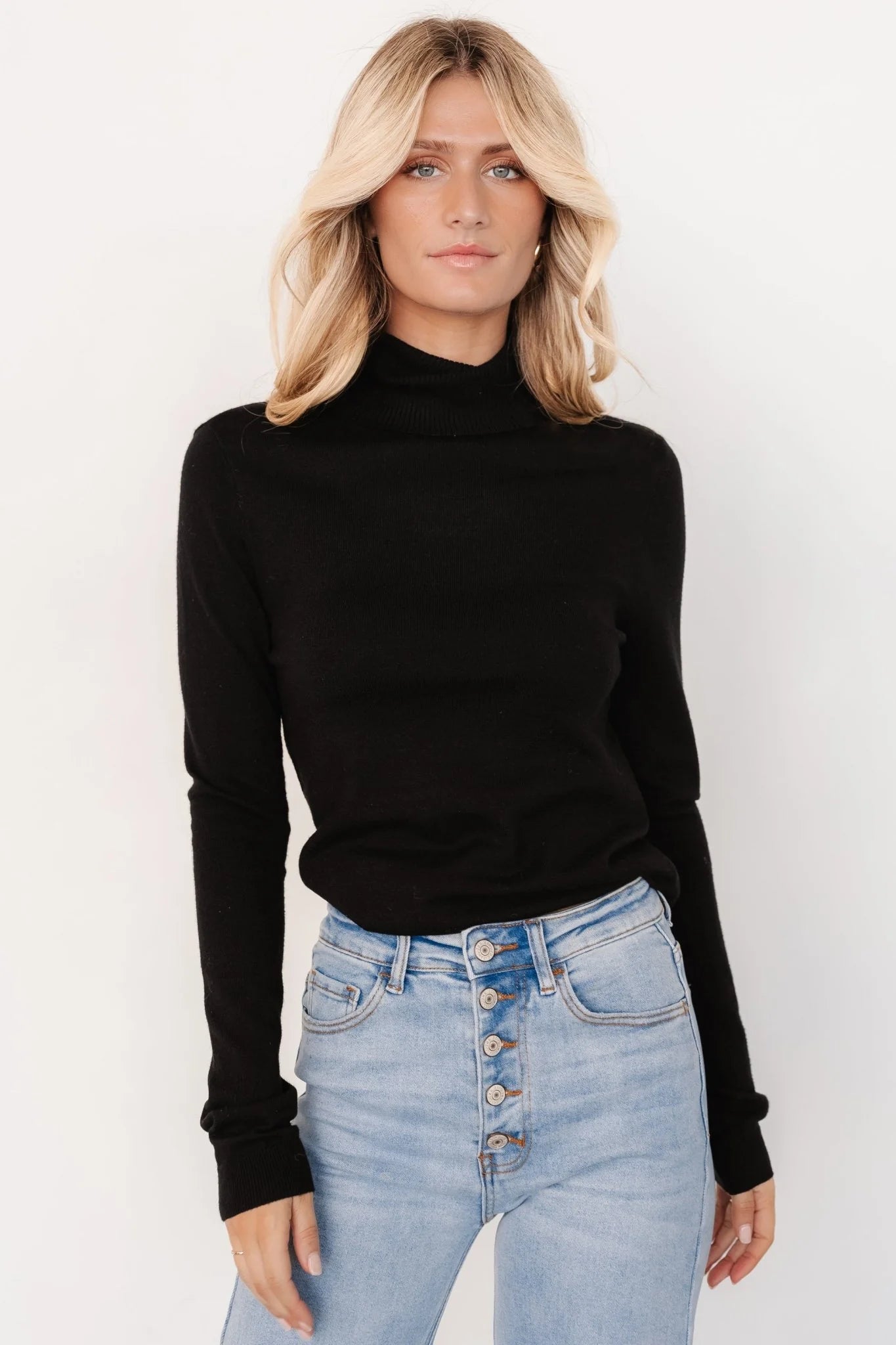 Lorelai Turtleneck Sweater Top | Black