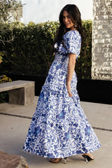 Kiana Poplin Maxi Dress | Blue Multi