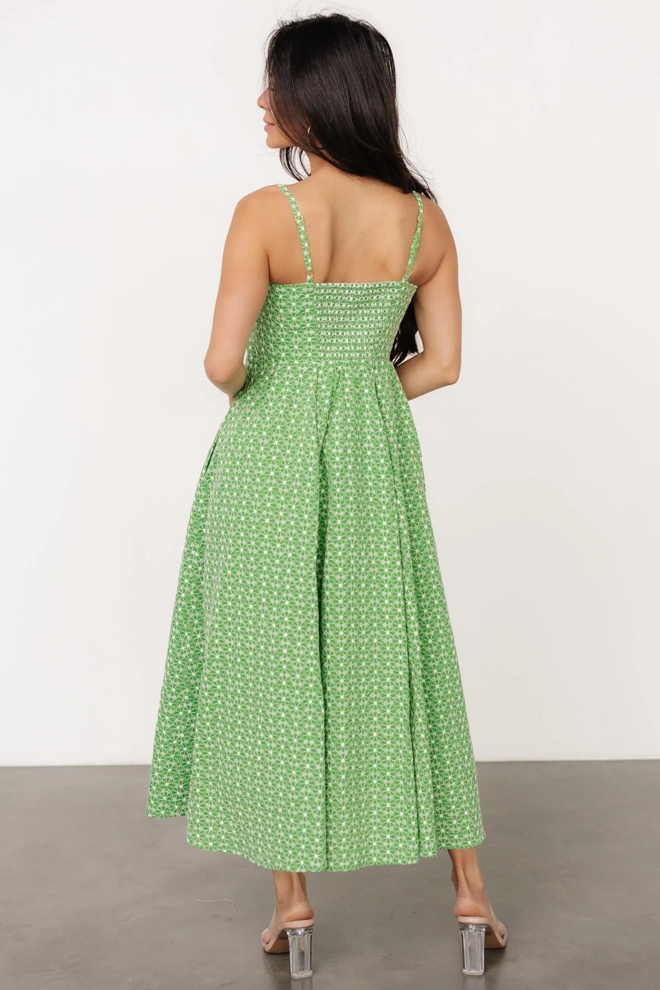 Gracelyn Embroidered Sweetheart Dress | Green Floral