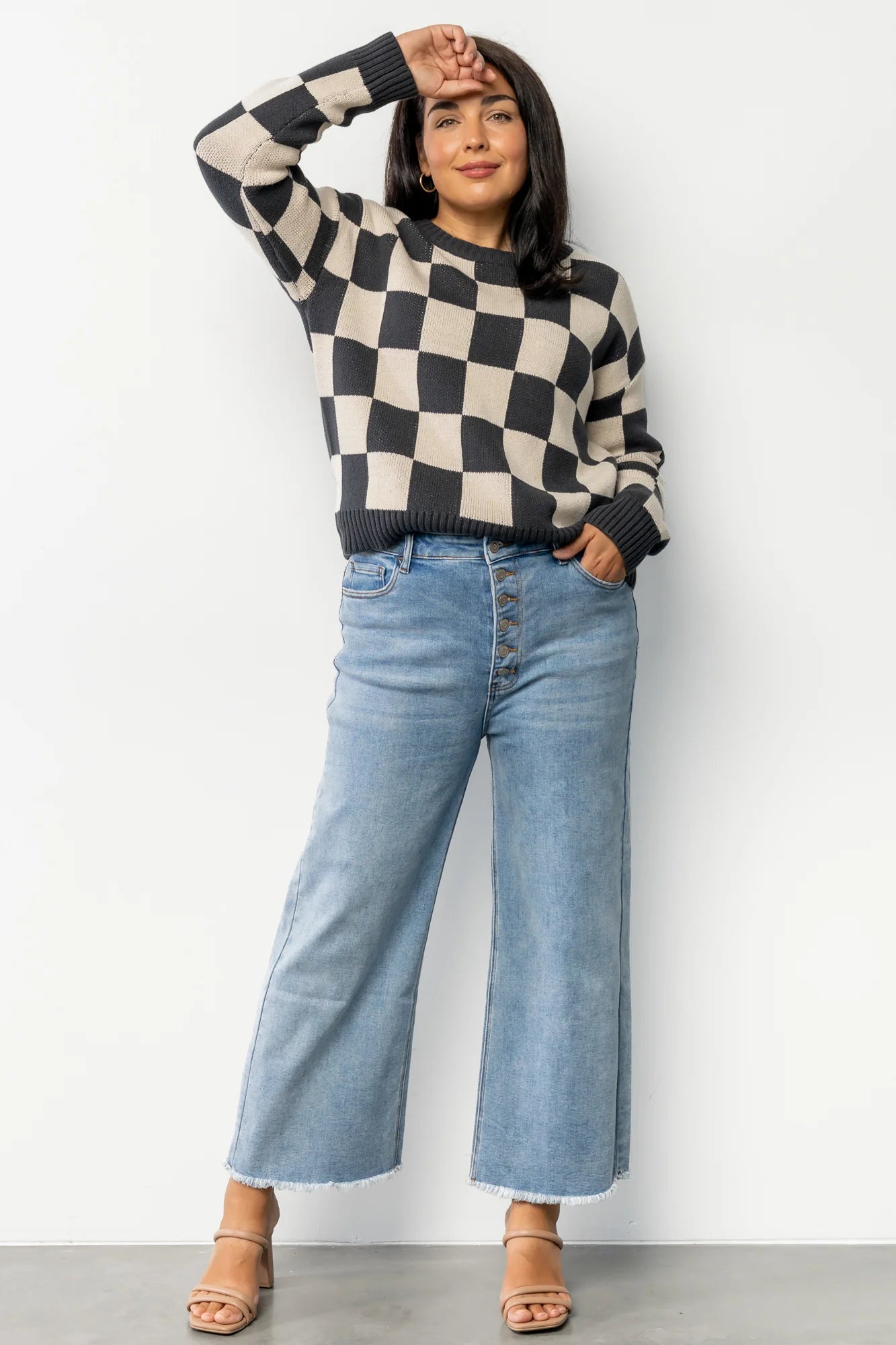 Quincy Checkered Sweater | Deep Jade
