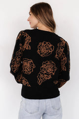 Blake Floral Sweater | Black + Camel