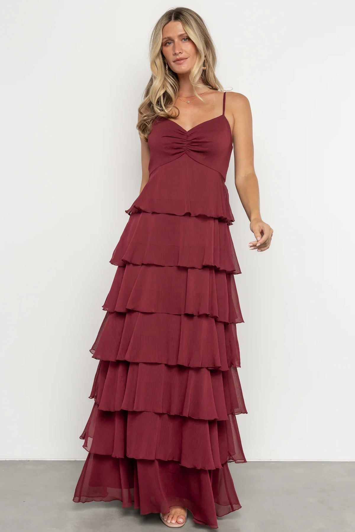 Tiana Tiered Maxi Dress | Burgundy