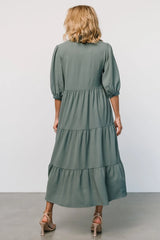 Sandy Button Tiered Dress | Jade