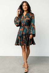 Venice Short Dress | Jade + Copper Floral