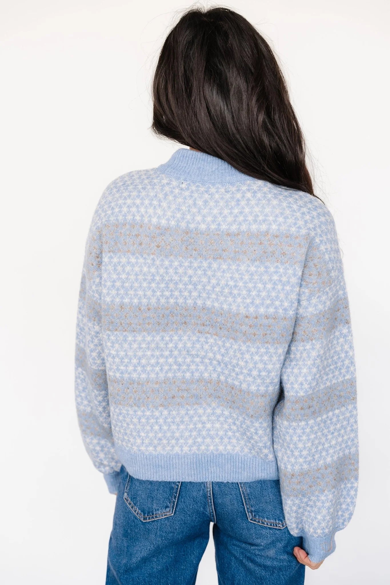 Henry Knit Sweater | Blue + Mocha