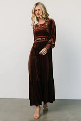 Ingrid Velvet Maxi Dress | Chocolate