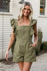 Montgomery Denim Romper | Olive