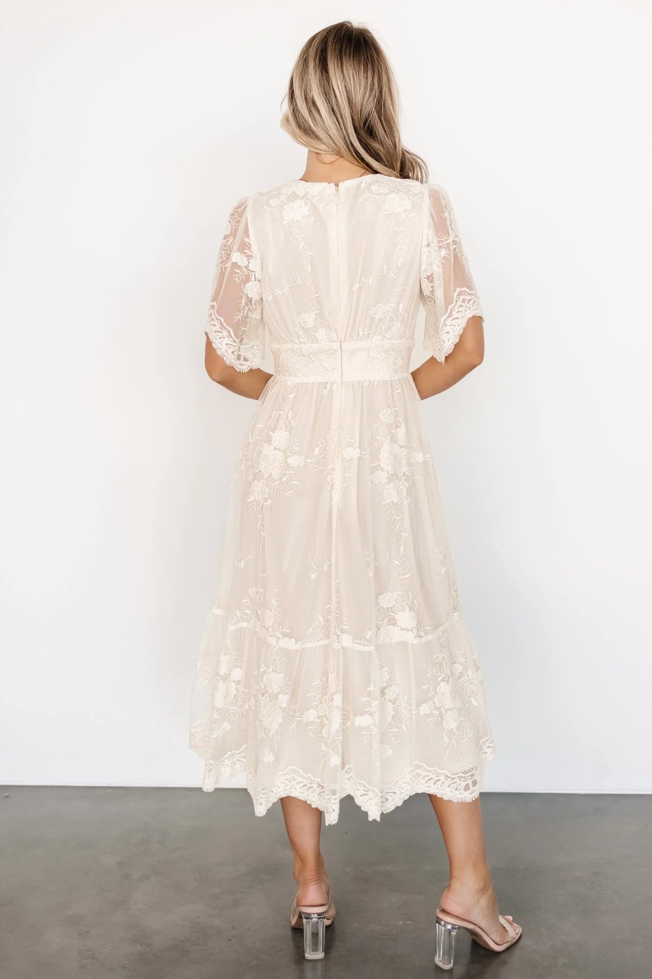 Clarisa Lace Midi Dress | Vintage Cream