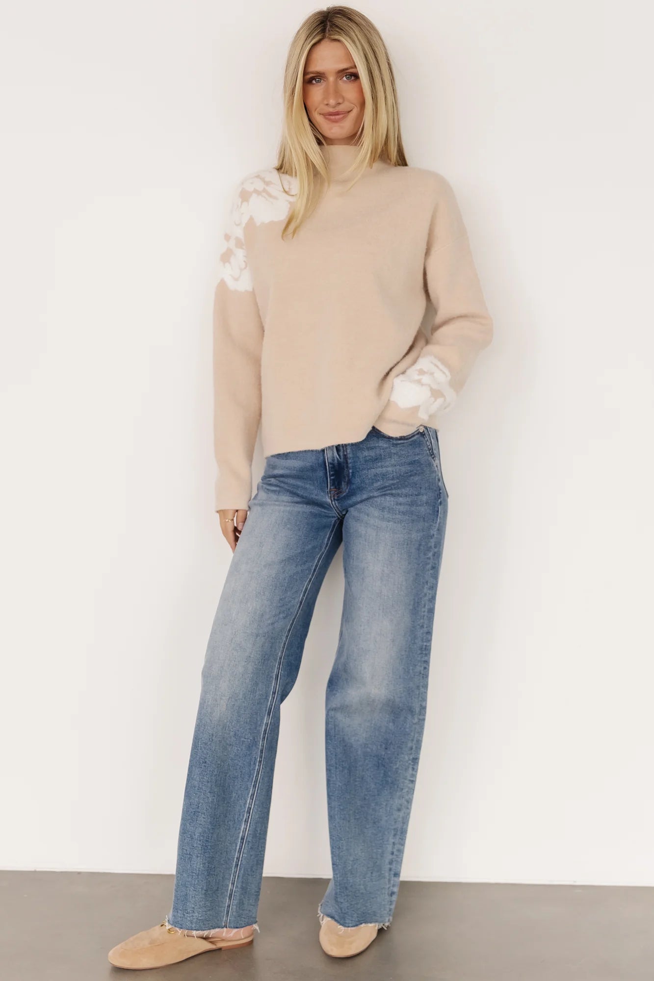 Oda Floral Sweater | Natural + Off White