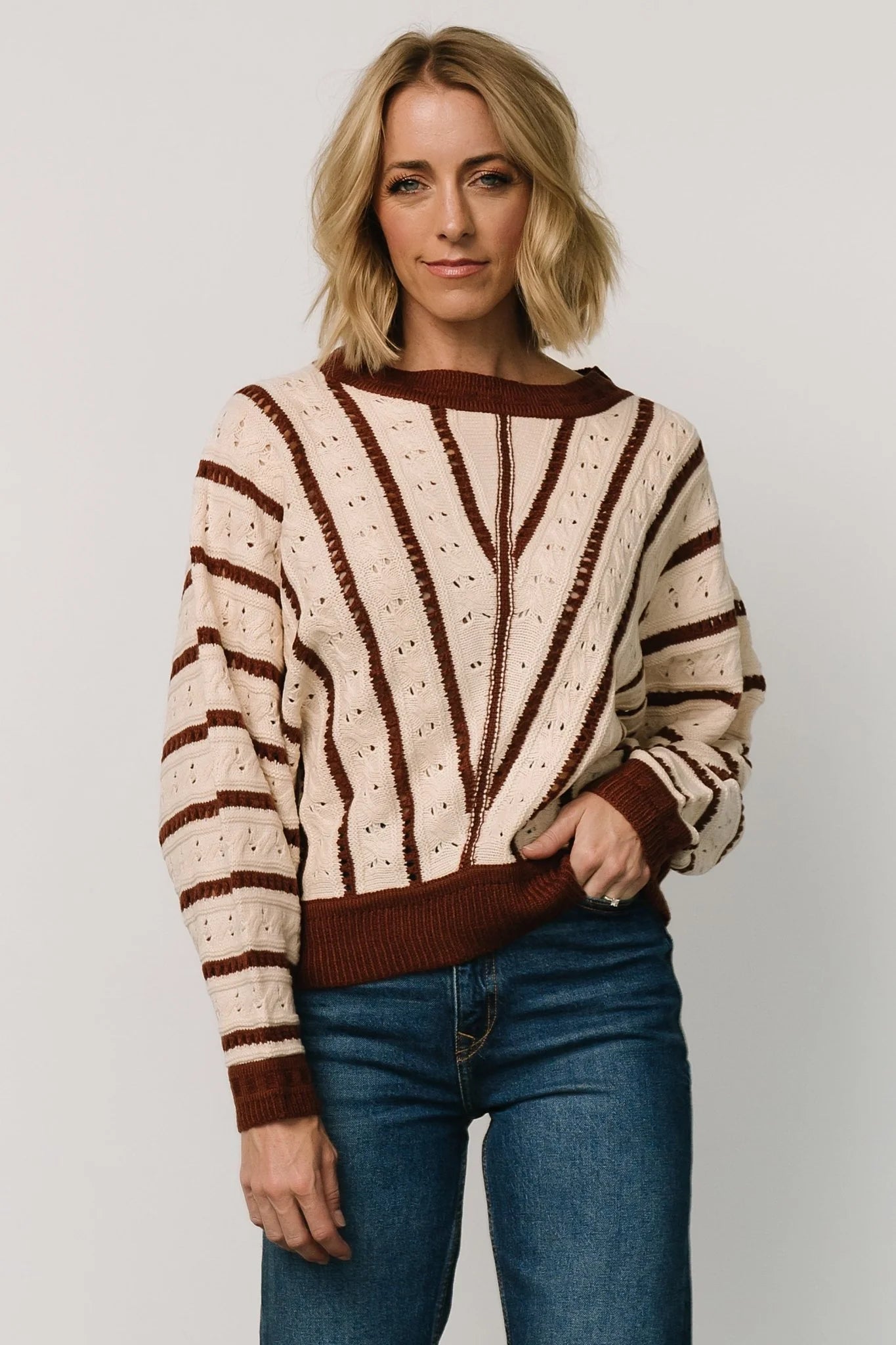 Paola Pointelle Sweater | Cream + Copper