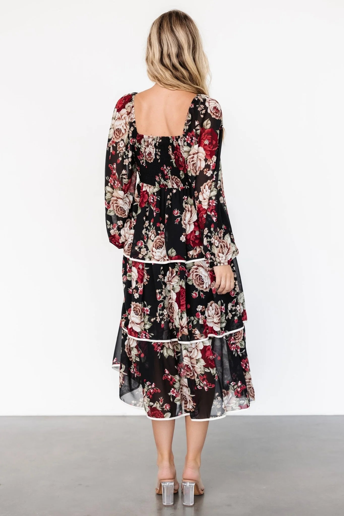 Viviana Tiered Dress | Black Floral