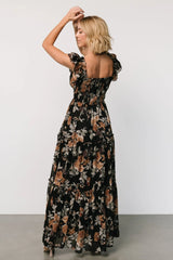 Martina Maxi Dress | Black + Copper Floral