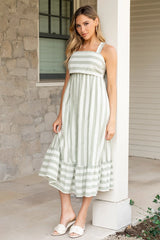 Soren Tie Back Dress | Sage Stripe