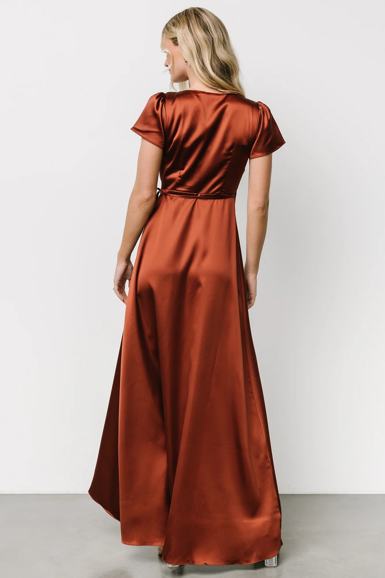 Krystal Satin Wrap Gown | Cinnamon