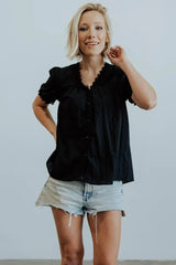 Sloane Button Top | Black