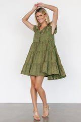 Kayla Button Up Short Dress | Olive