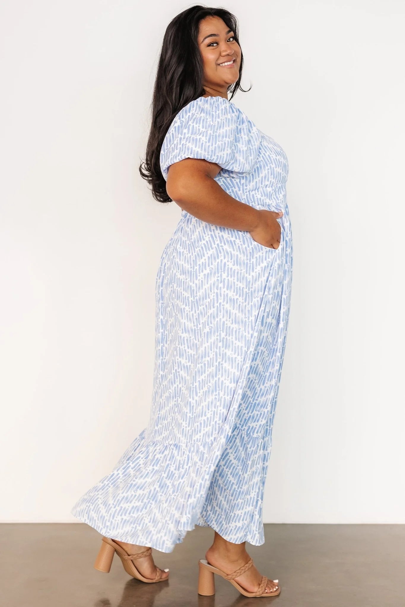 Durban Maxi Dress | Dusty Blue Print