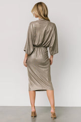 Ciara Ruched Midi Dress | Silver Metallic