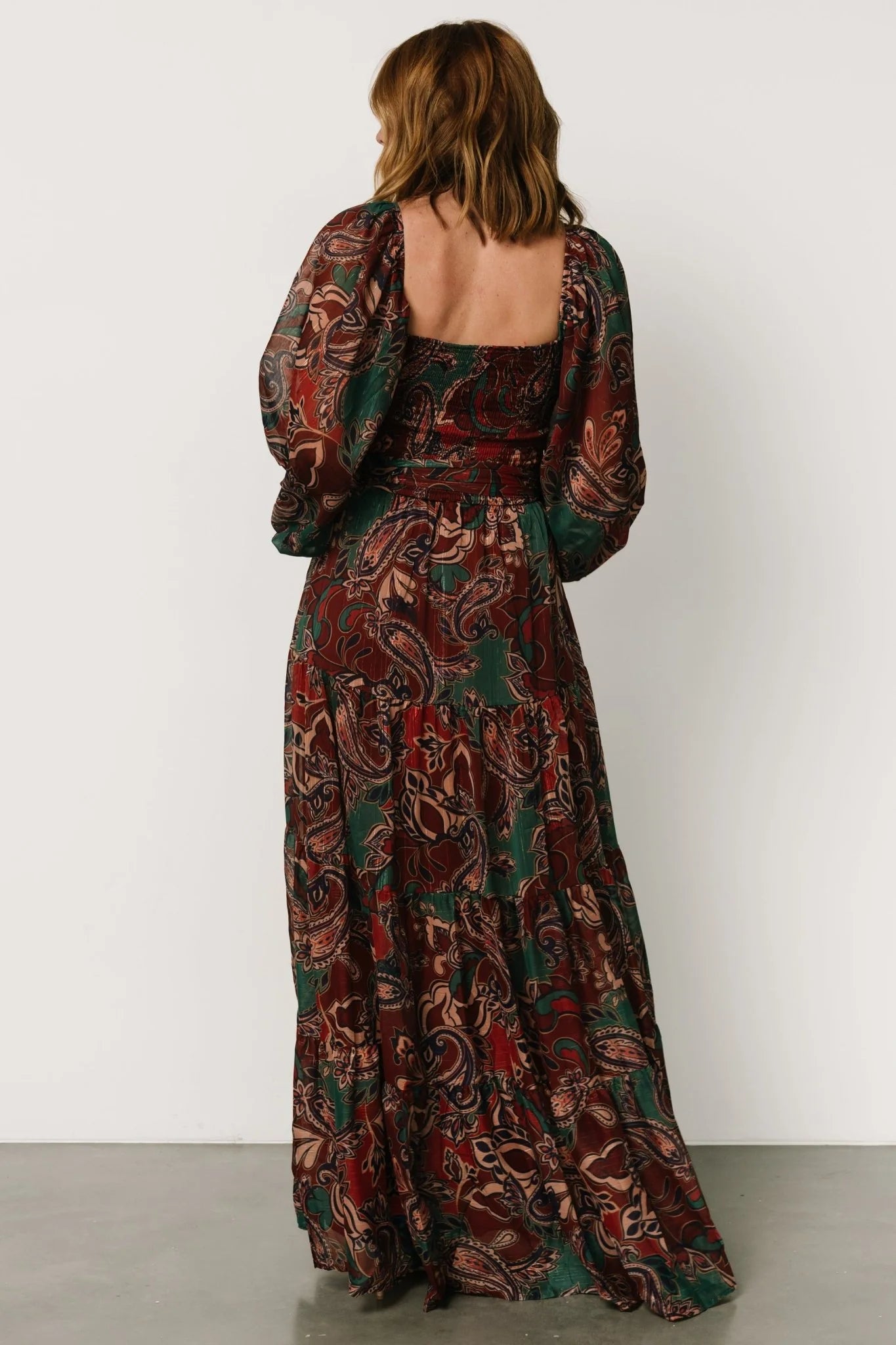 Livia Maxi Dress | Dark Green + Wine Multi
