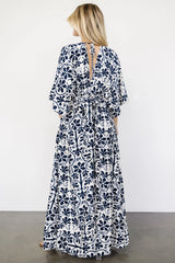 Juna Kimono Maxi Dress | Navy Print