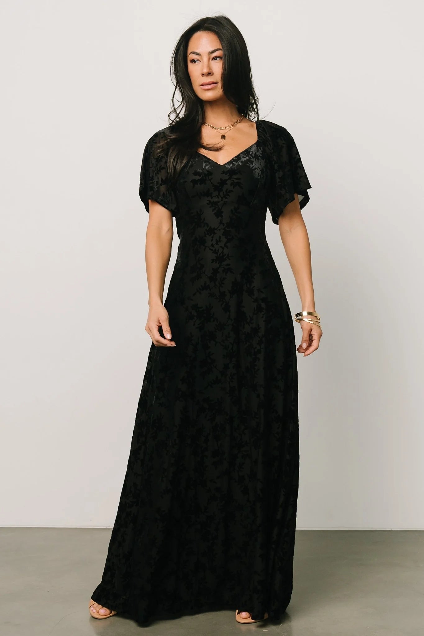 Everley Velvet Maxi Dress | Black