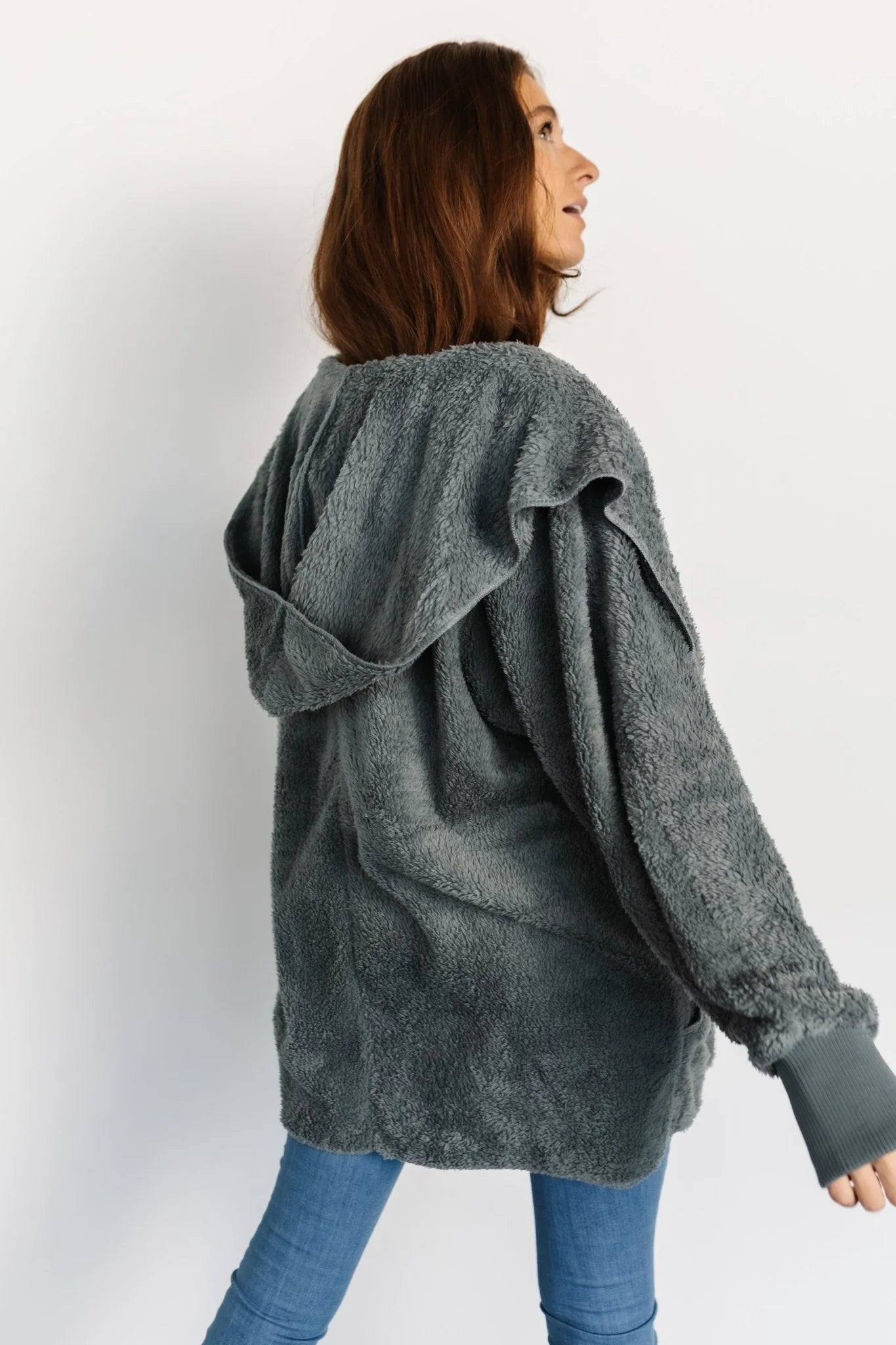 Melrose Teddy Jacket | Dusty Blue