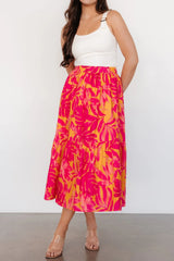 Luana Tiered Skirt | Orange + Fuchsia