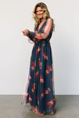 Layla Tulle Maxi Dress | Topaz Ombre Floral