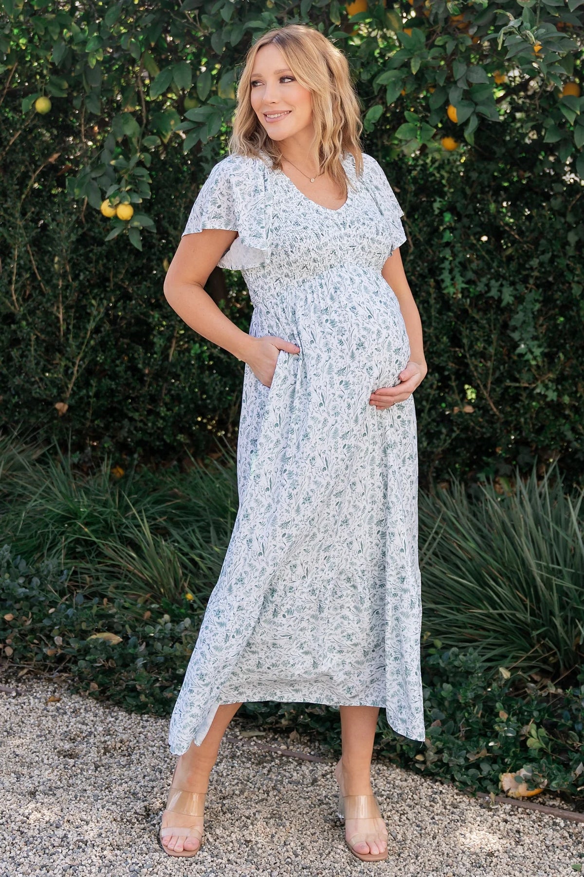 Joanie Smocked Dress | White + Sage