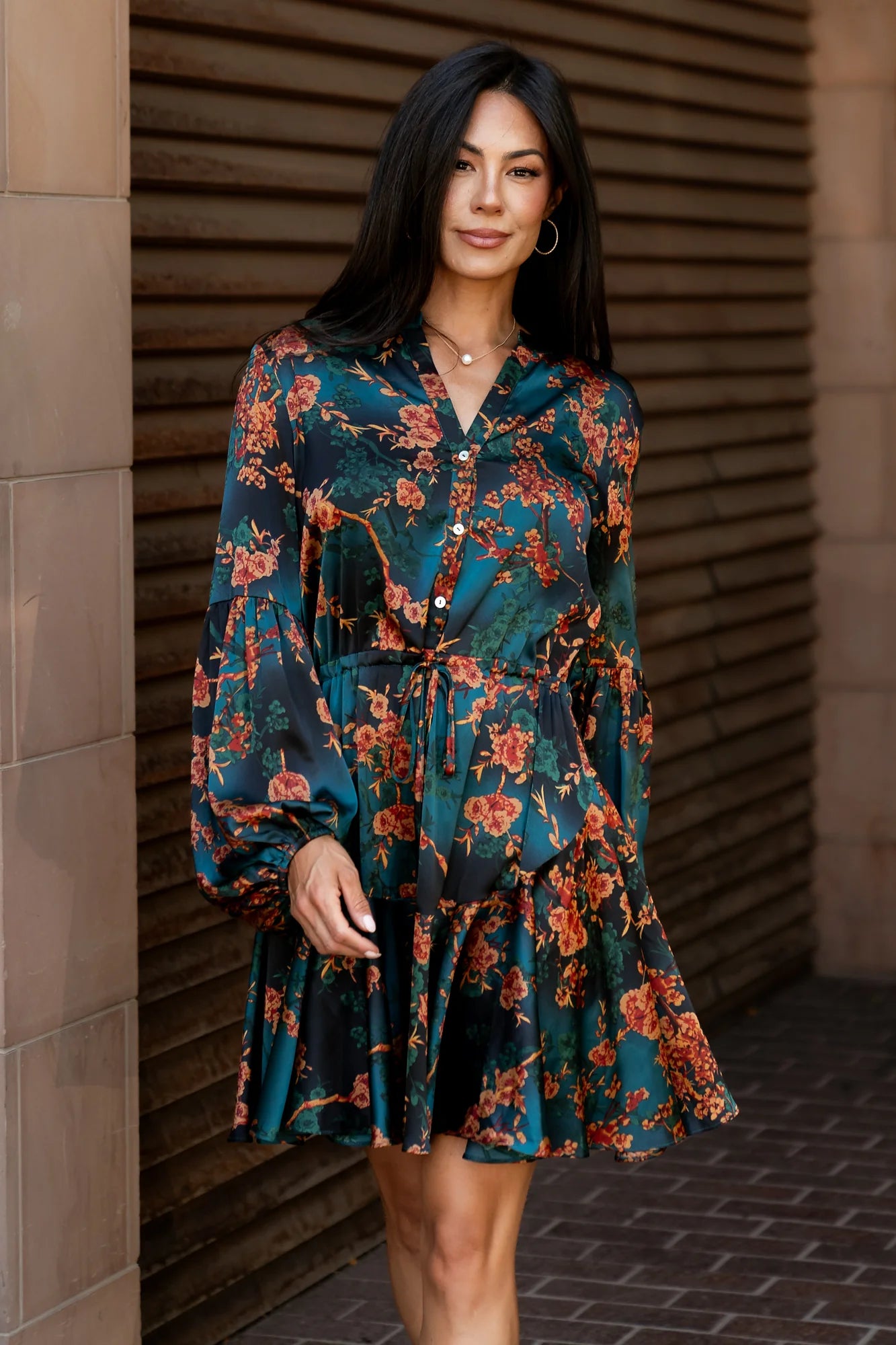 Venice Short Dress | Jade + Copper Floral