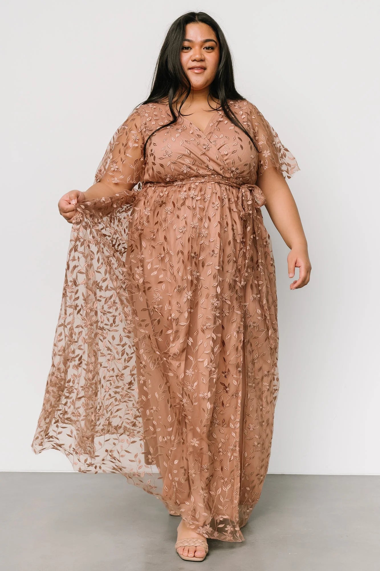 Marseille Embossed Maxi Dress | Nude Rose