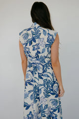 Almeria Maxi Dress | Ivory + Blue Floral
