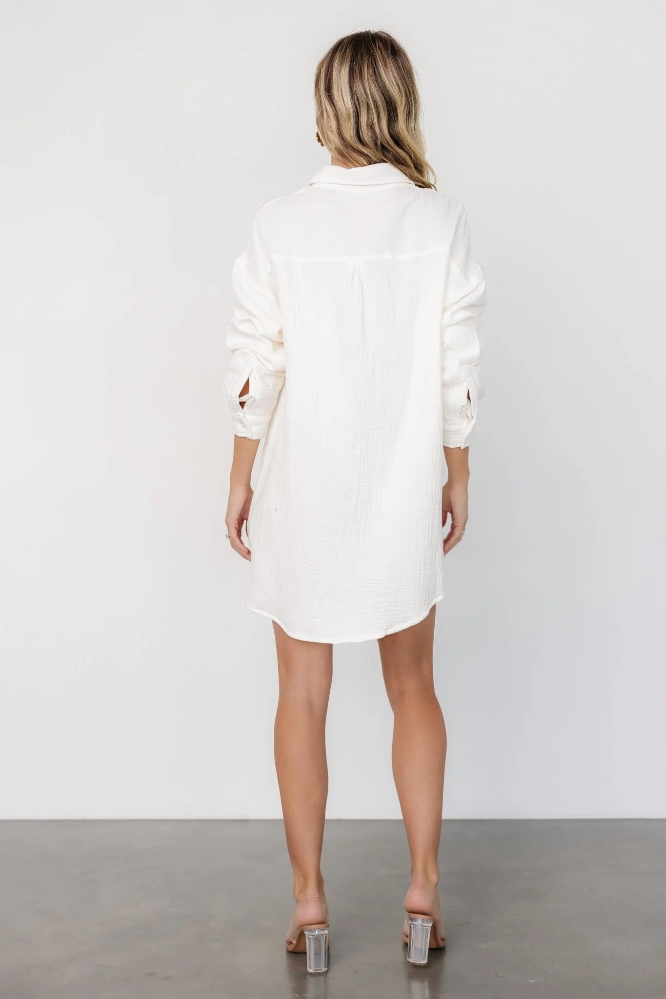 Andres Button Shirt Dress | Ivory