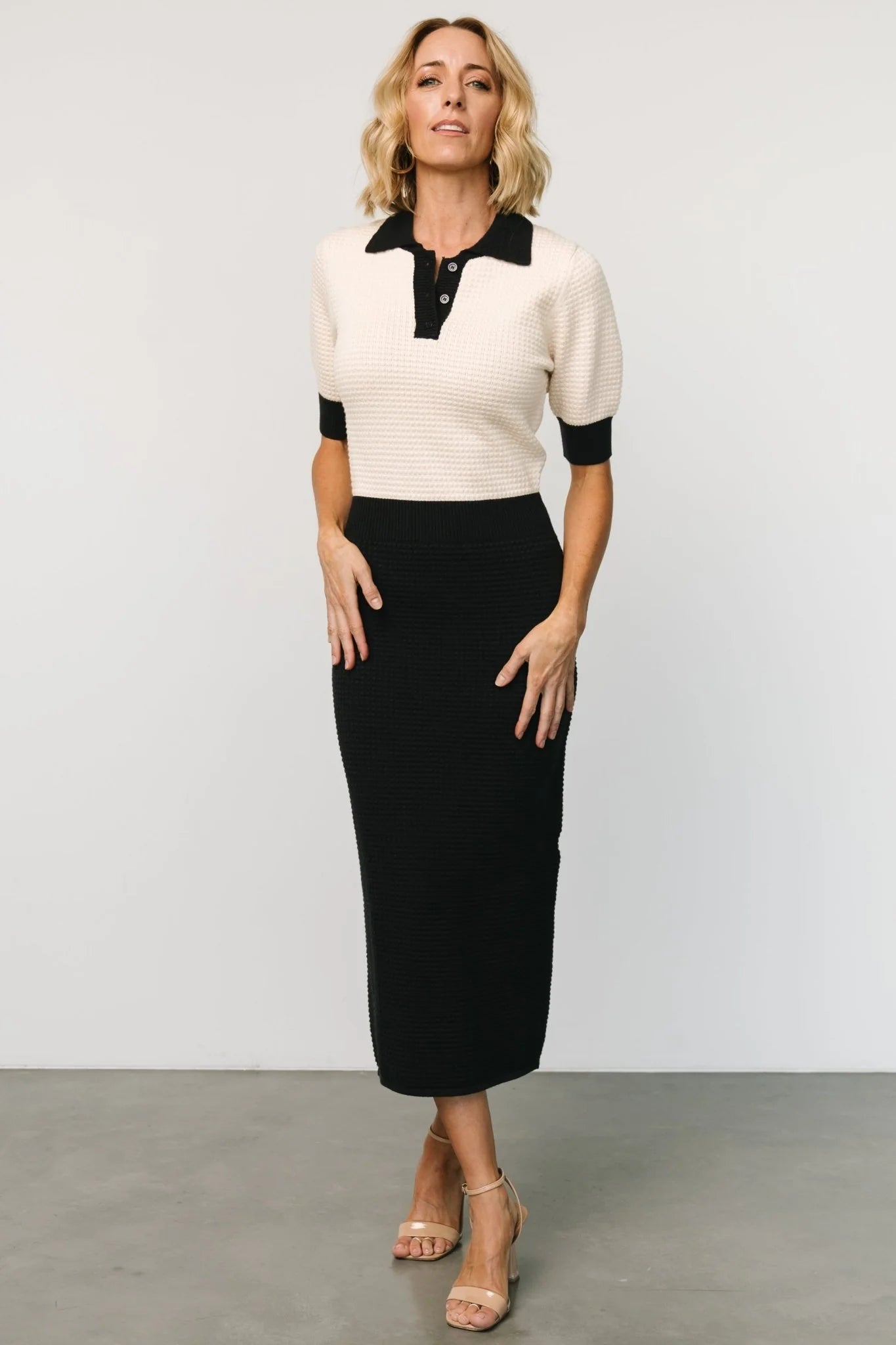 Gwendolyn Collared Midi Dress | Navy + Cream