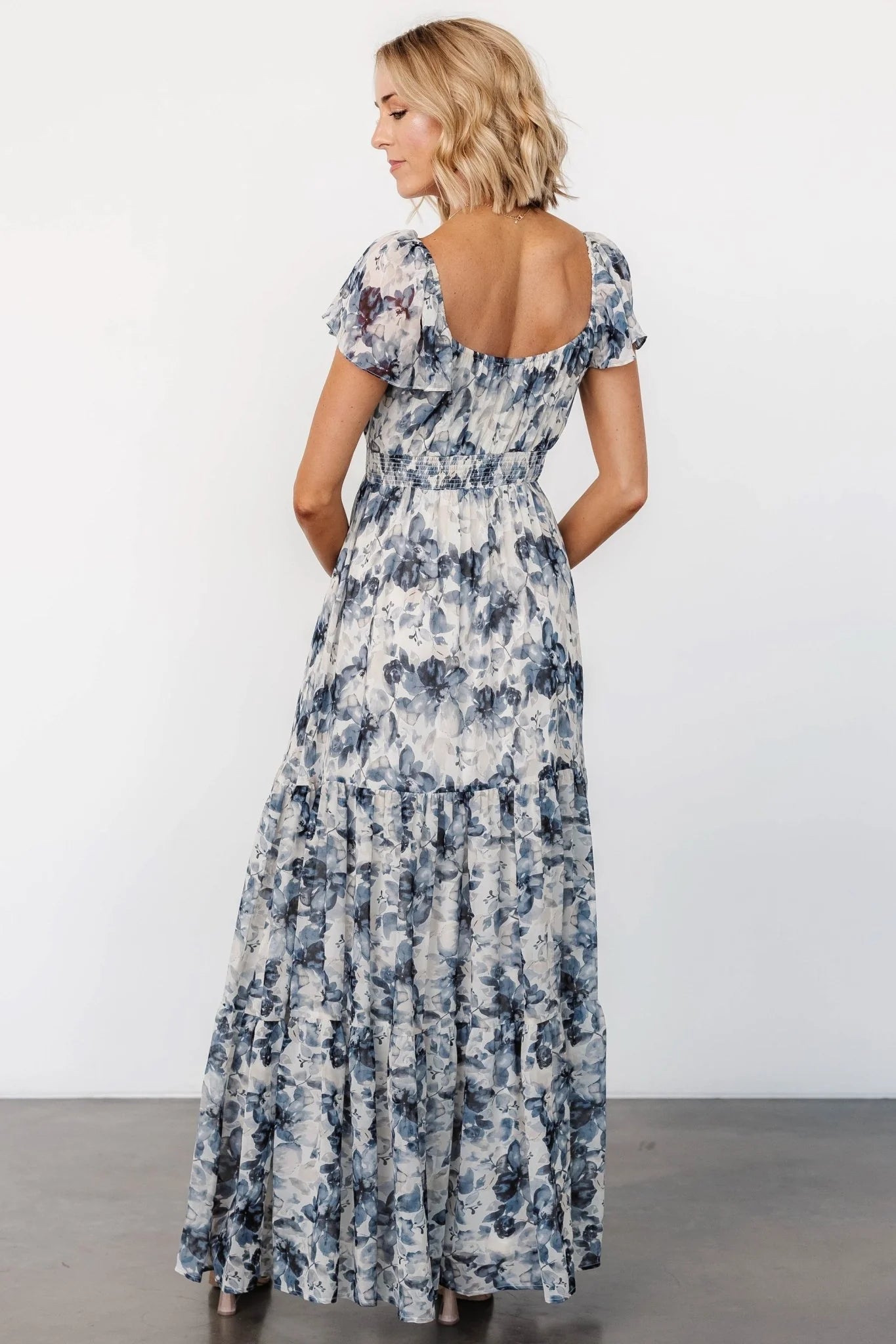 Genevive Maxi Dress | Cream + Blue Floral
