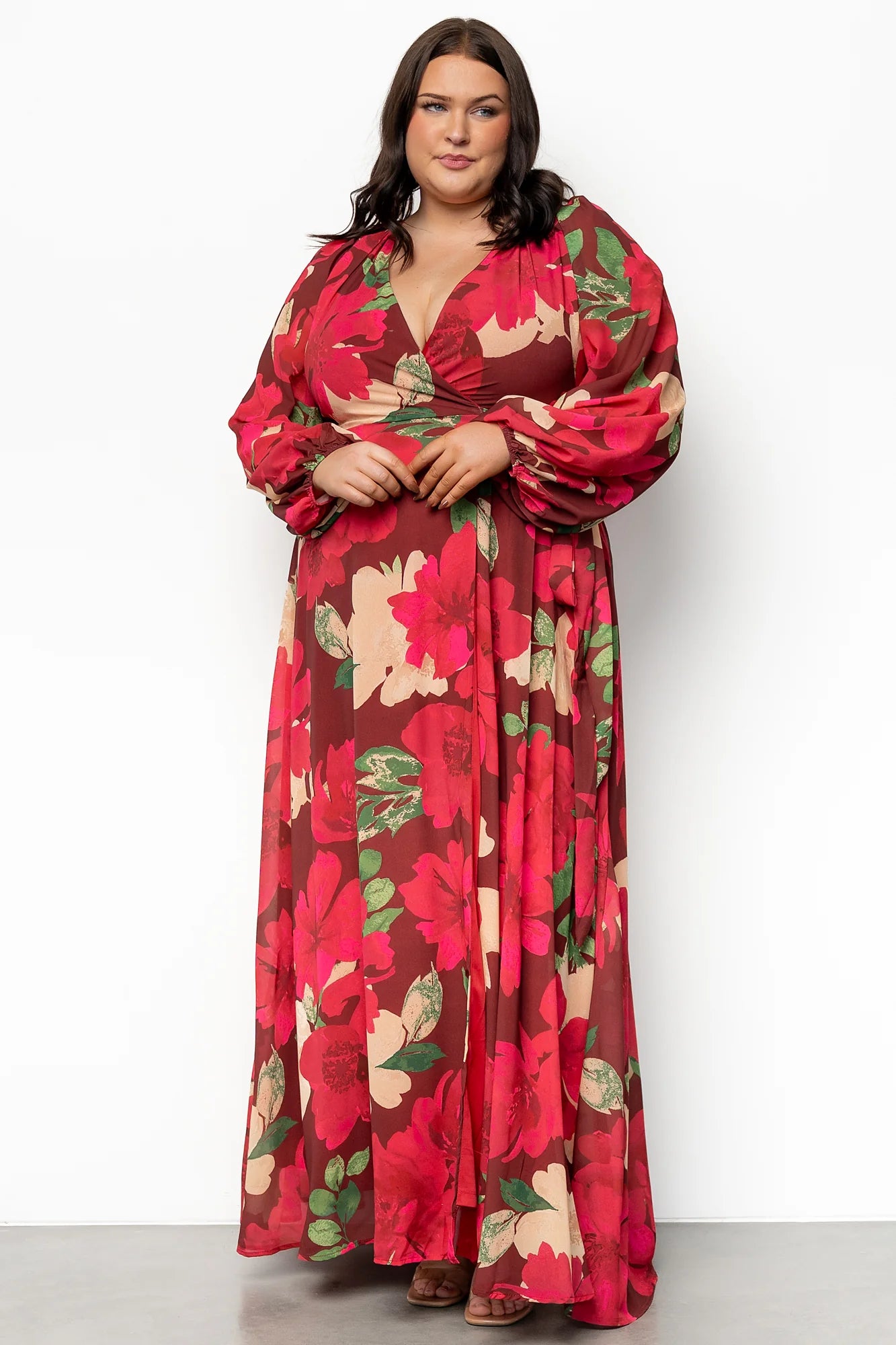 Katinka Wrap Maxi Dress | Burgundy Multi Floral