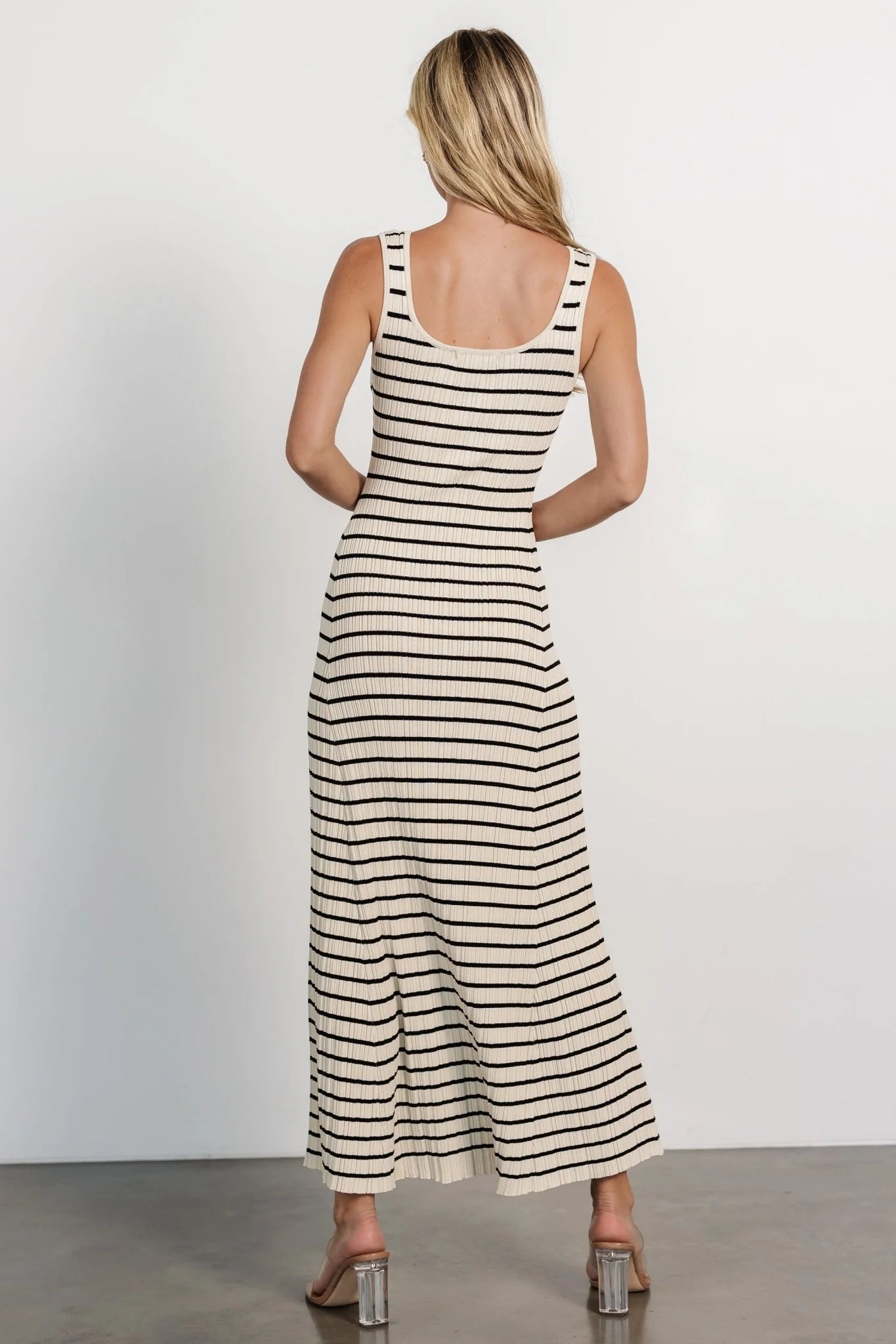Jesse Ribbed Tank Maxi Dress | Ivory + Black