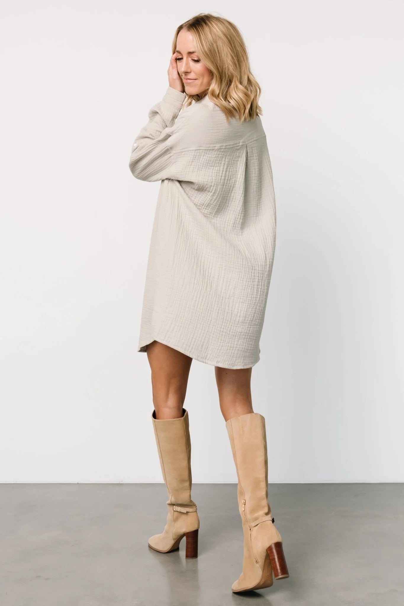 Andres Button Shirt Dress | Light Sage