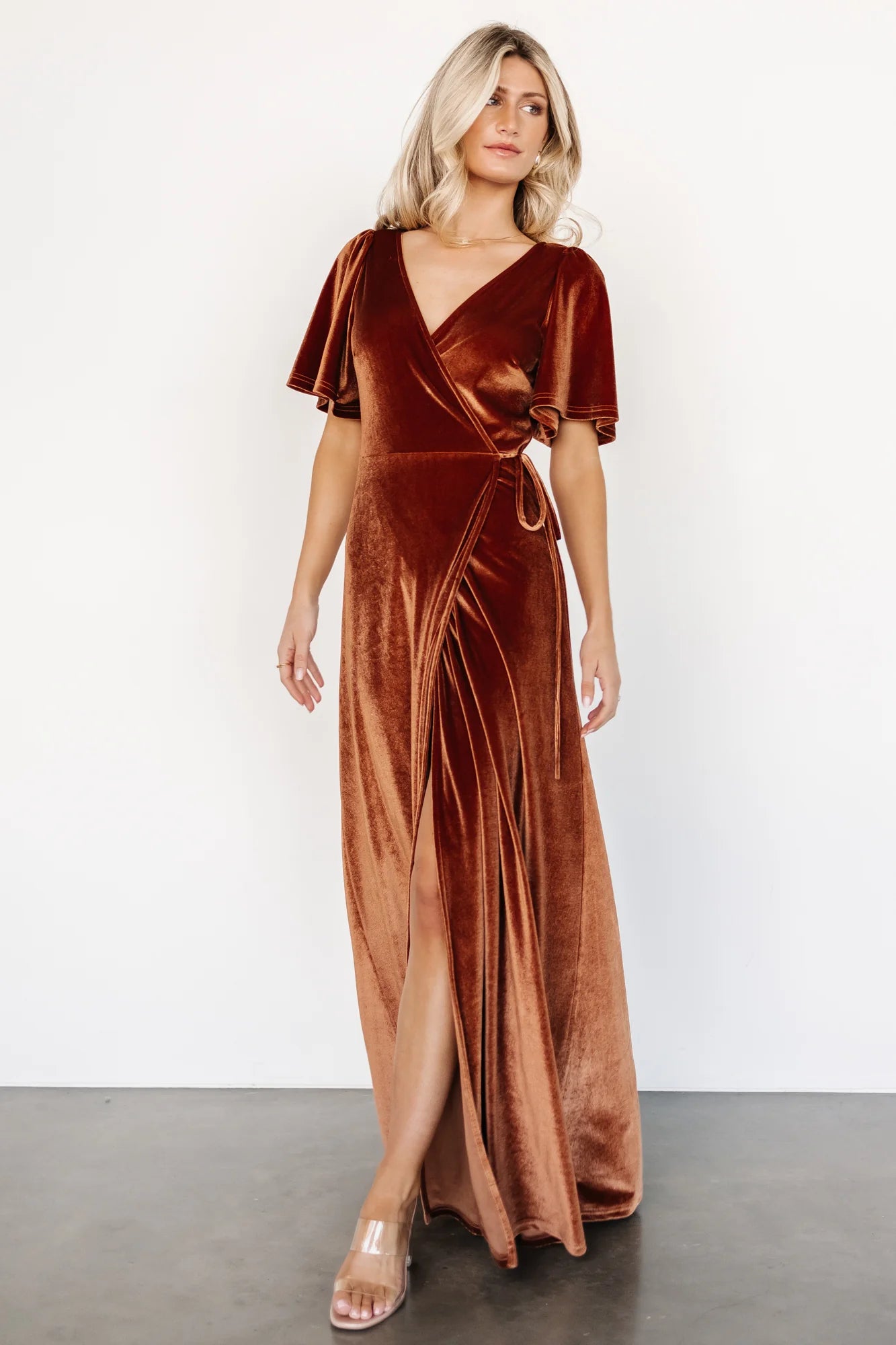 Meghan Velvet Wrap Maxi Dress | Spice