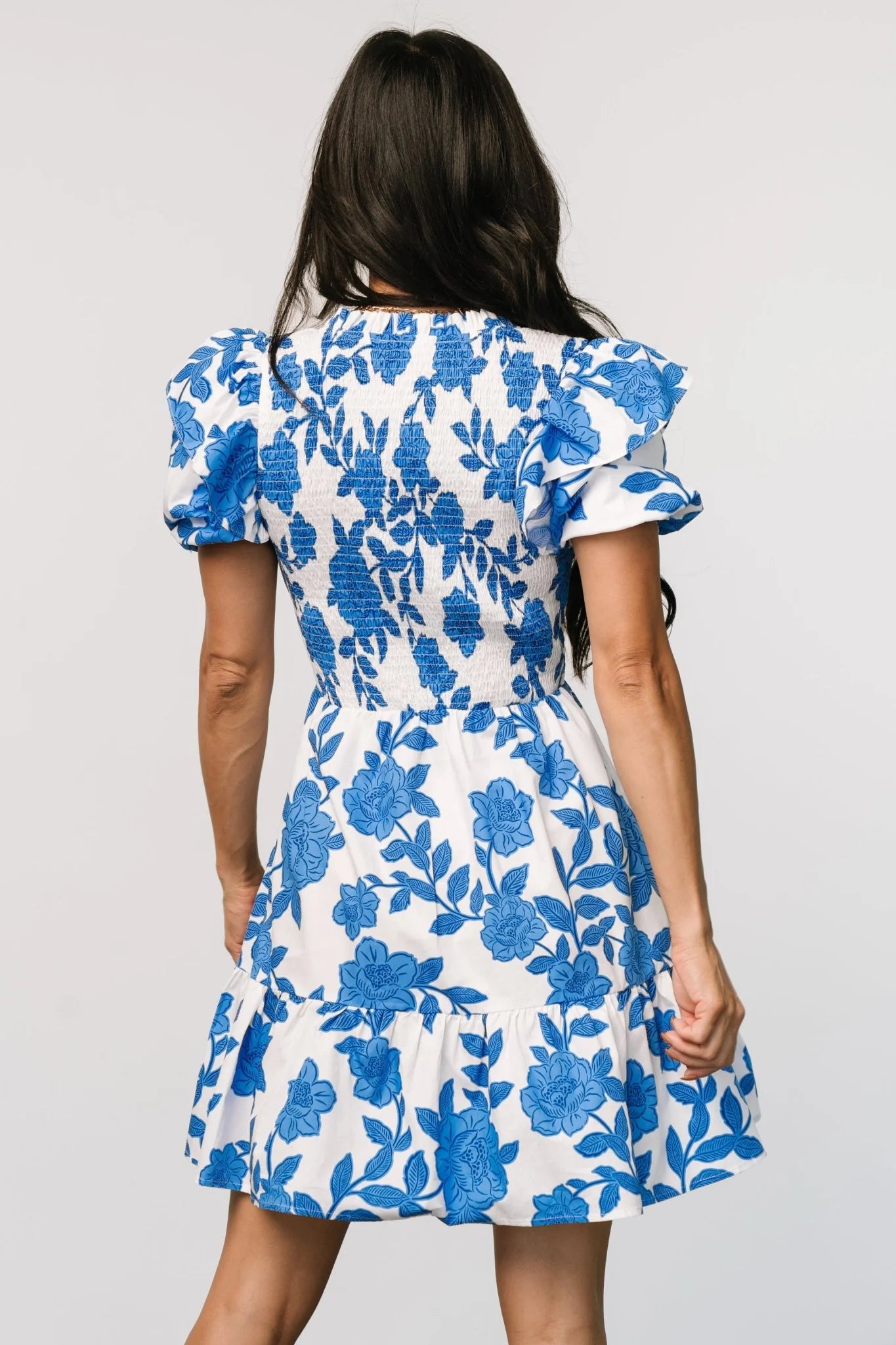 Charee Short Dress | White + Blue