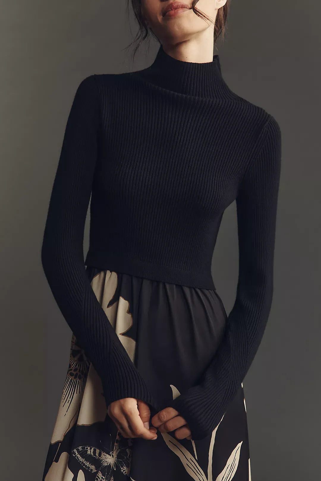 The Thea Long-Sleeve Twofer Maxi Dress