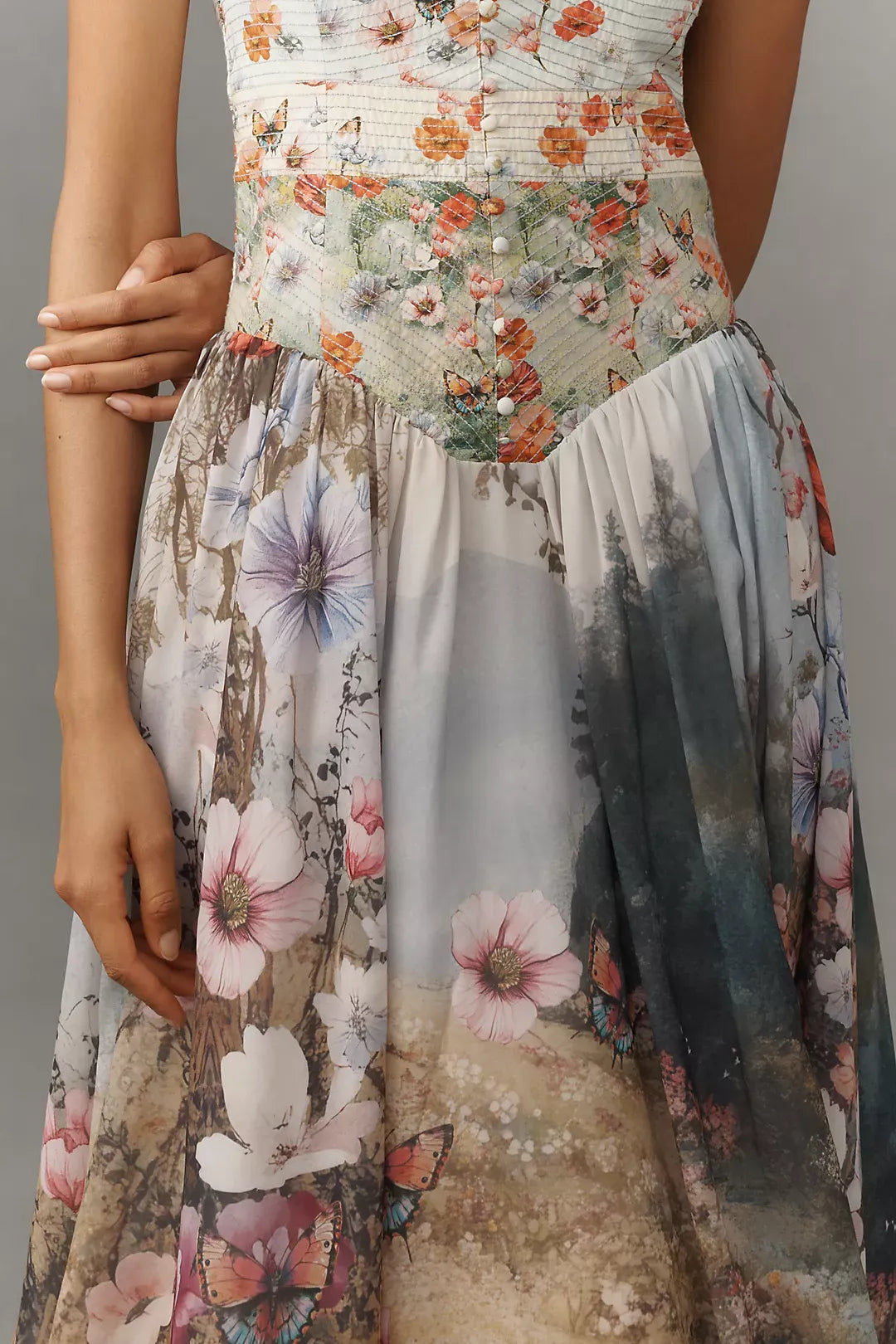 The Muse Basque-Waist Midi Dress