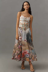 The Muse Basque-Waist Midi Dress