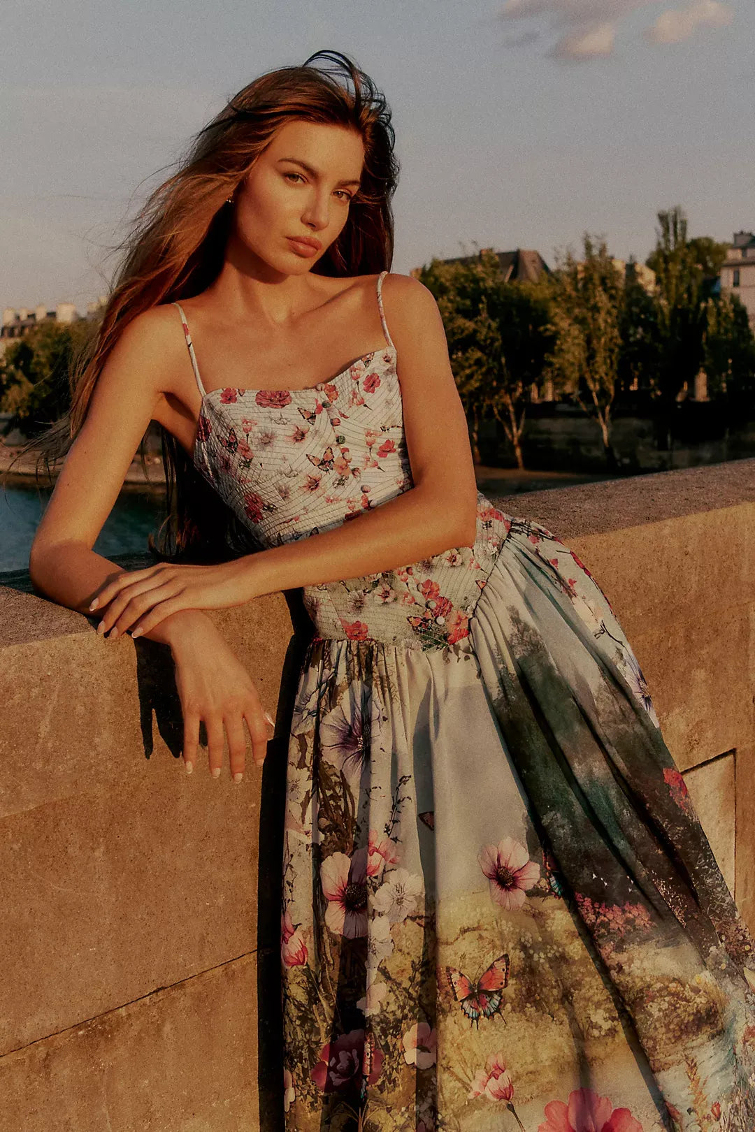 The Muse Basque-Waist Midi Dress