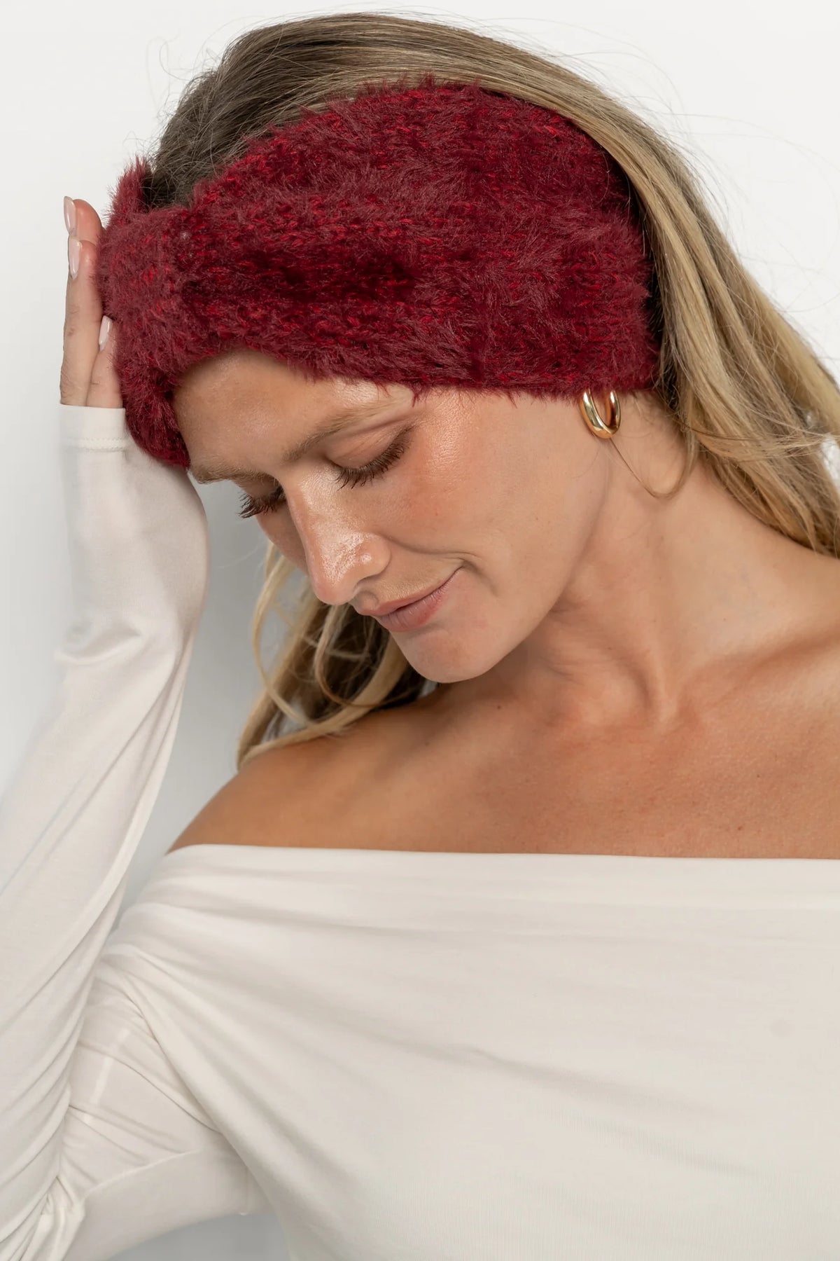 Harlowe Cozy Bow Headband | Burgundy