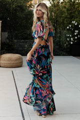 Bastina Open Back Maxi Dress | Black Print