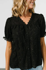 Pauline Embossed Top | Black