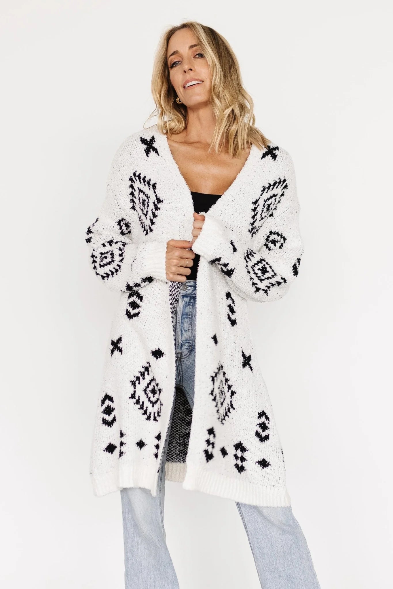 Missoula Oversized Cardigan | Off White + Black