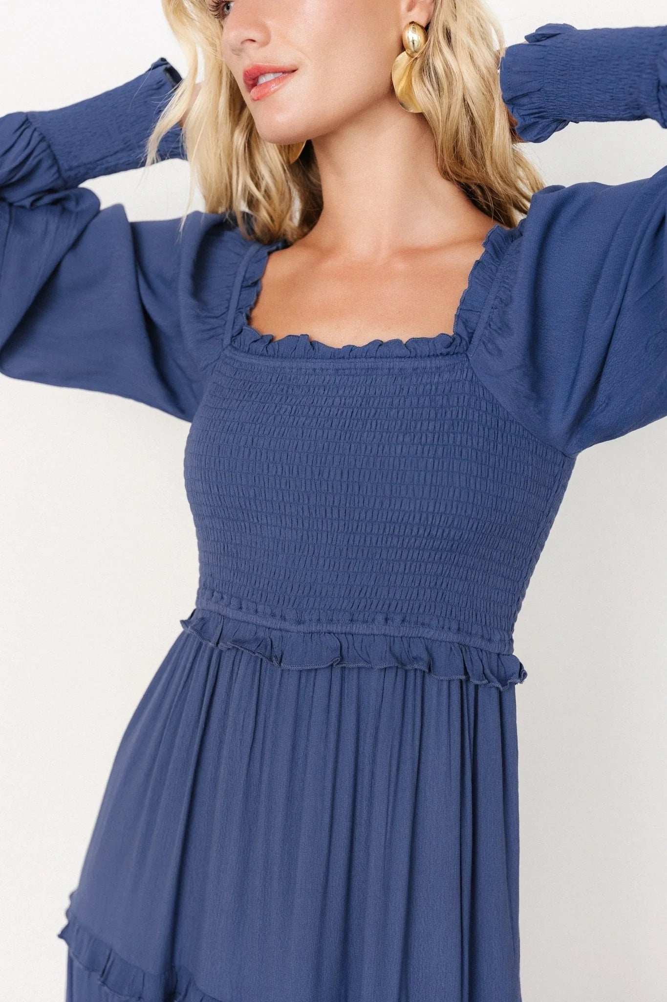 Lana Smocked Maxi Dress | Blue